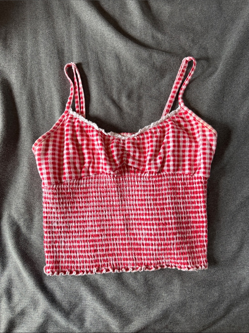 No Boundaries Red Gingham Smocked Cami